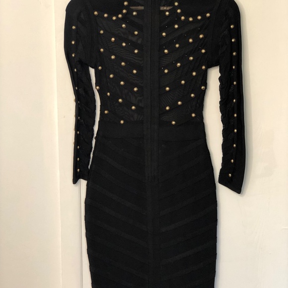 Black studded body con dress - Picture 3 of 6